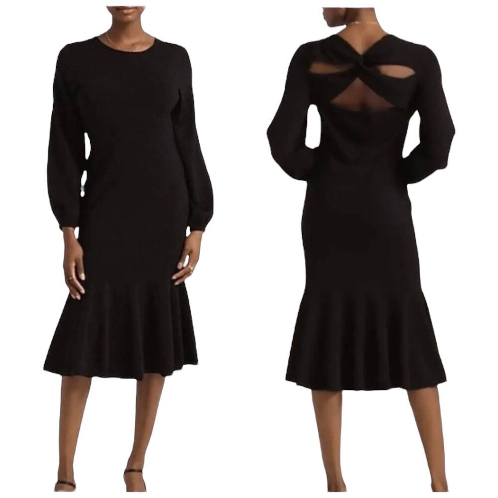NWT J.Crew Twist Back Open Merino Wool Sweater Dress Size Medium Cocktail